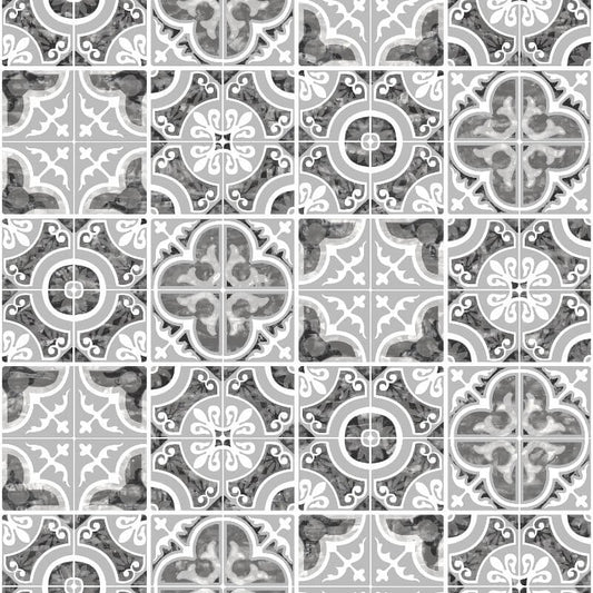 Mosaic Tiles Wallpaper - Silver - SK Filson - SK10011 - Premier Wallcovering