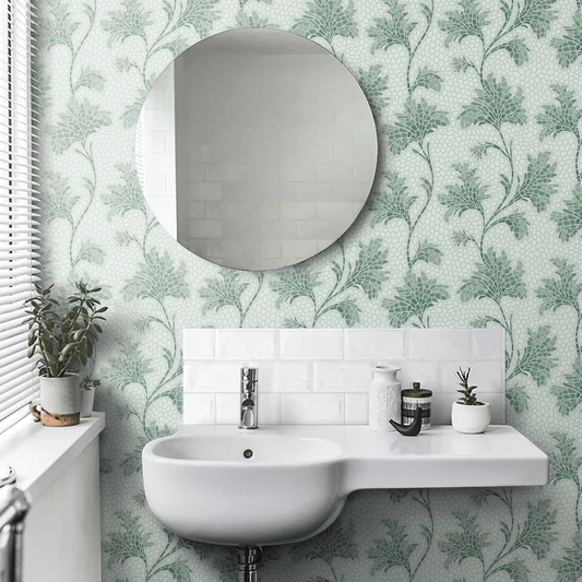 Mosaic Trail Wallpaper - Aquamarine - Little Greene - 0267MOAQUAM - Premier Wallcovering