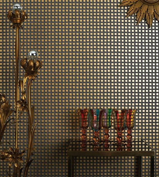 Mosaic Wallpaper - Metallic Gold on Soot - 105/3013 - Cole & Son - Premier Wallcovering