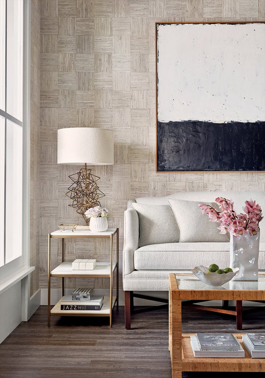 Mosaic Weave Wallpaper - Metallic Gold - Thibaut - T24075 - Premier Wallcovering