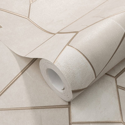 Mosaique Metallic Wallpaper - Slate Beige - Elle Decoration - 10445 - 02 - Premier Wallcovering