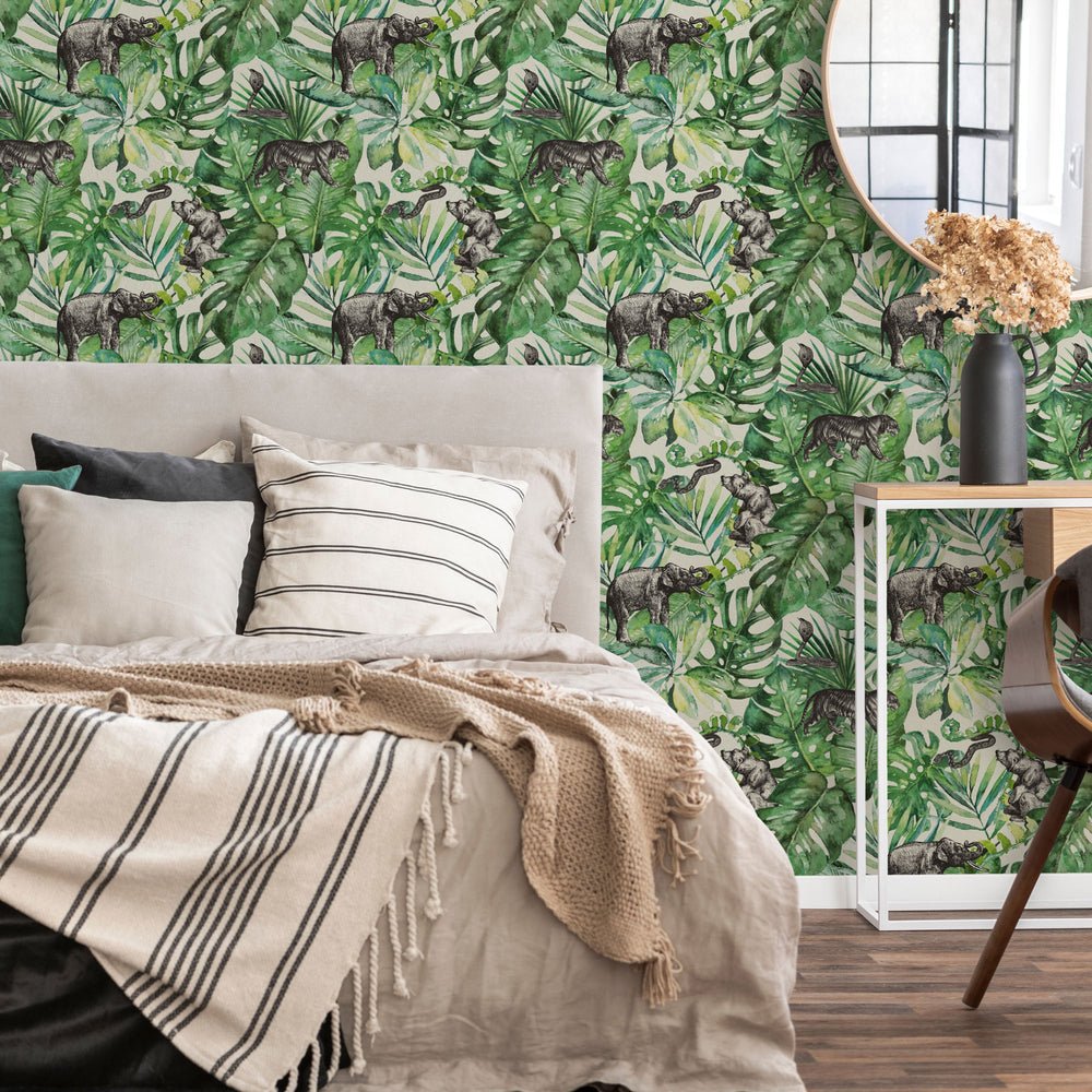 Mowgli Wallpaper - Shades of Green - Lust Home - LH900162 - Premier Wallcovering