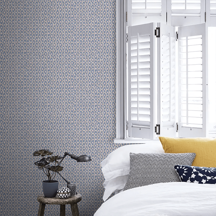 Moy Wallpaper - Blue - Little Greene - 0260MOBLUEZ - Premier Wallcovering