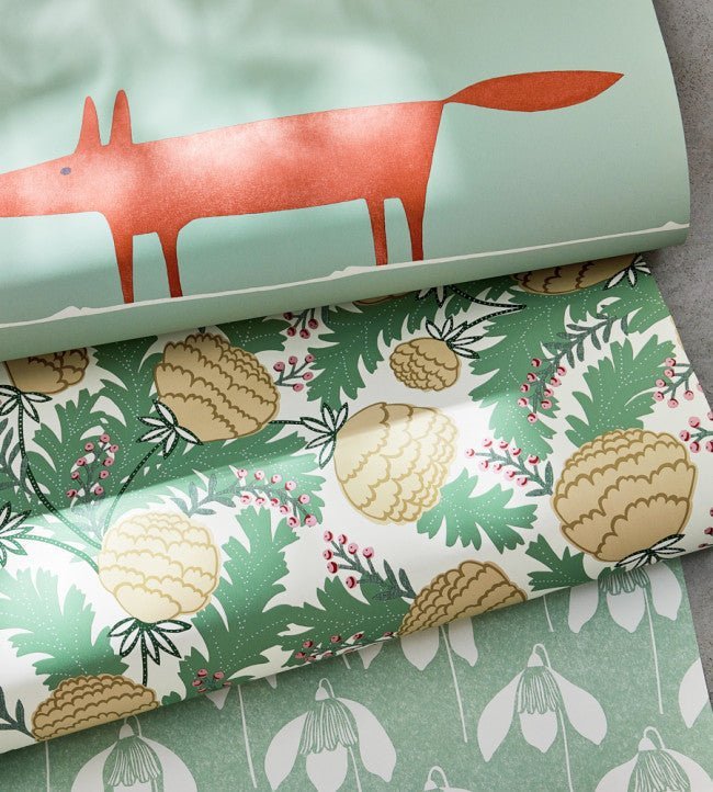 Mr Fox Wallpaper - Sage / Poppy - NART112792 - Scion - Premier Wallcovering