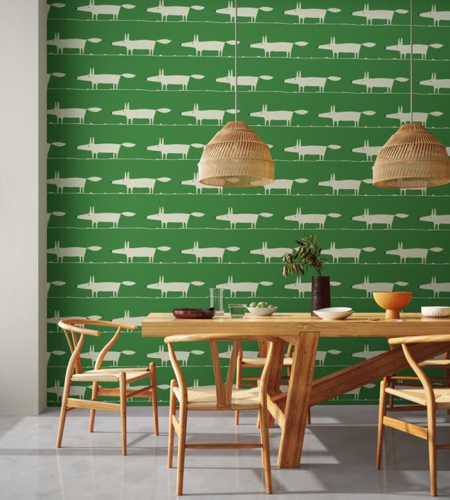 Mr Fox Wallpaper - Mint Leaf - NART112793 - Scion - Premier Wallcovering