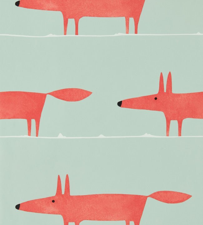 Mr Fox Wallpaper - Sage / Poppy - NART112792 - Scion - Premier Wallcovering