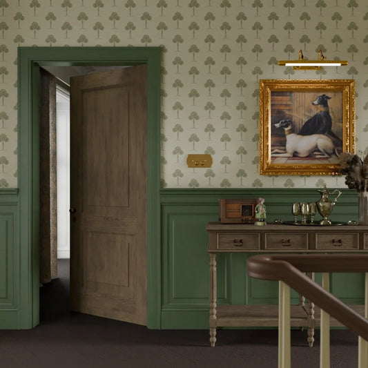 Mulberry Tree Wallpaper - Shades of Green on Sand - LAN100257 - Lucie Annabel - Premier Wallcovering