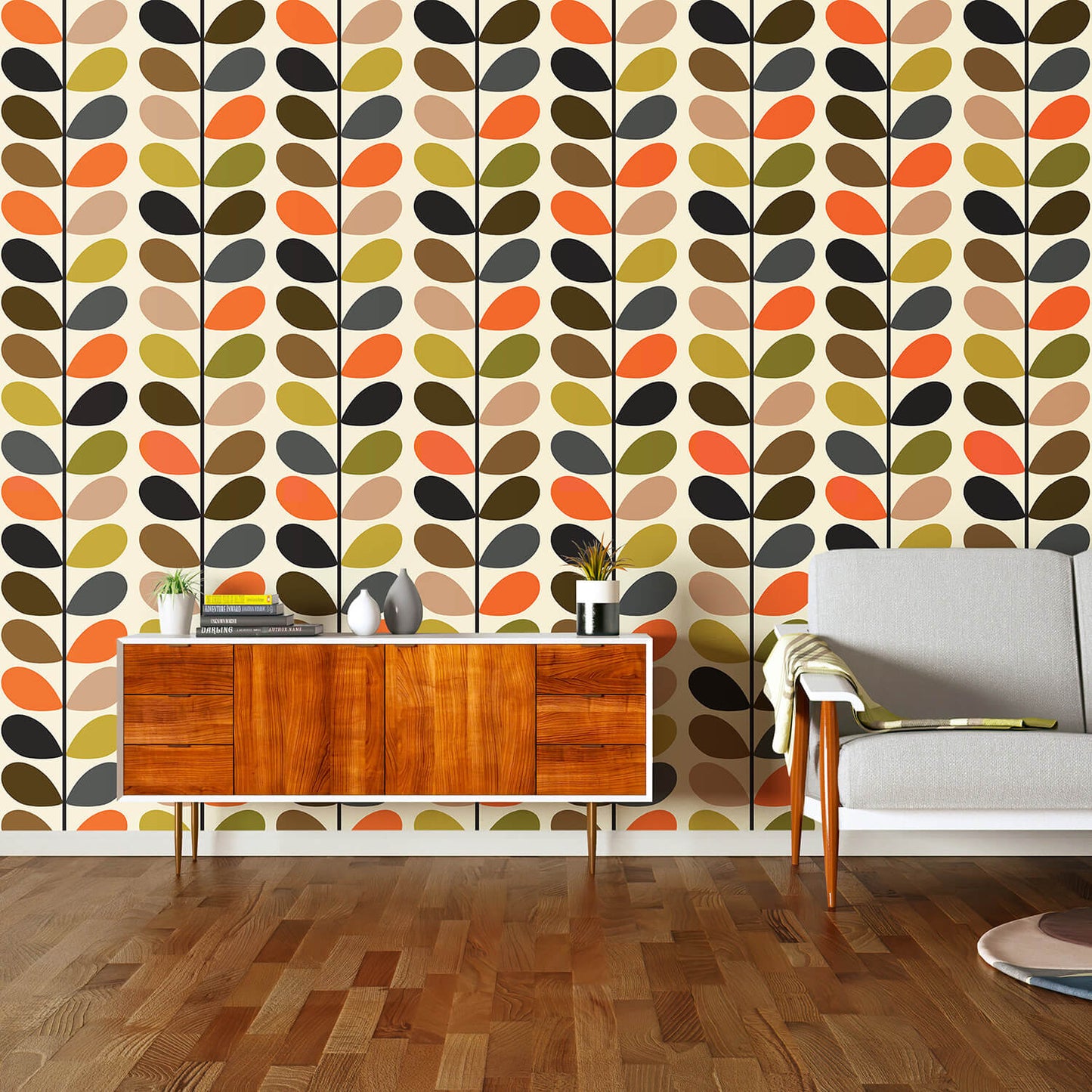 Multi Stem Classic Wallpaper - Multi - Orla Kiely - 23AHCMSWLPDS-9600 - Premier Wallcovering