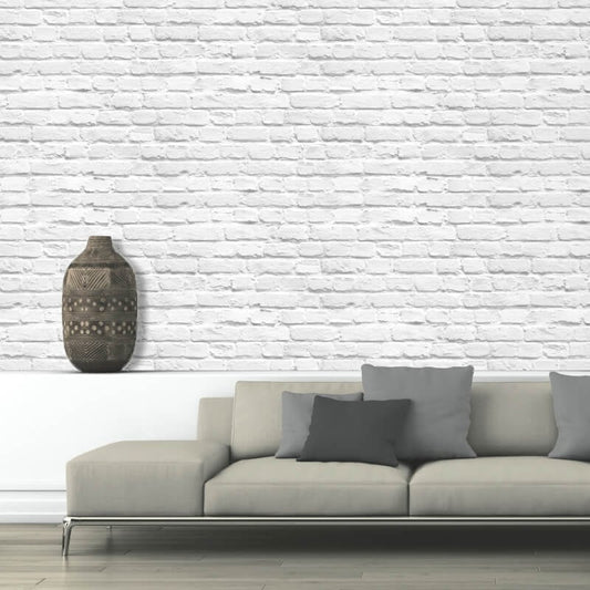 Muriva Painted Brick Wallpaper - White - Muriva - 102539 - Premier Wallcovering