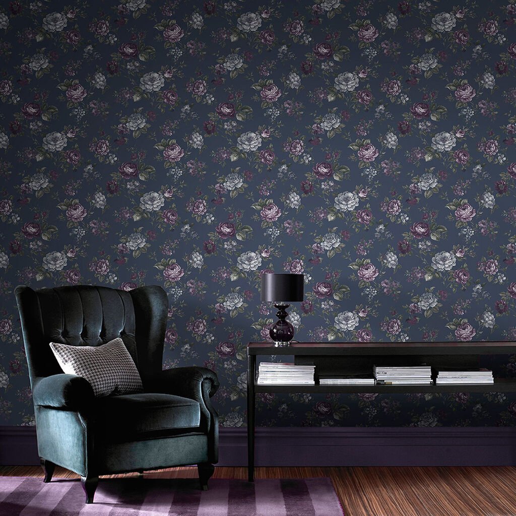 Muse Wallpaper - French Navy - Graham & Brown - 103506 - Premier Wallcovering