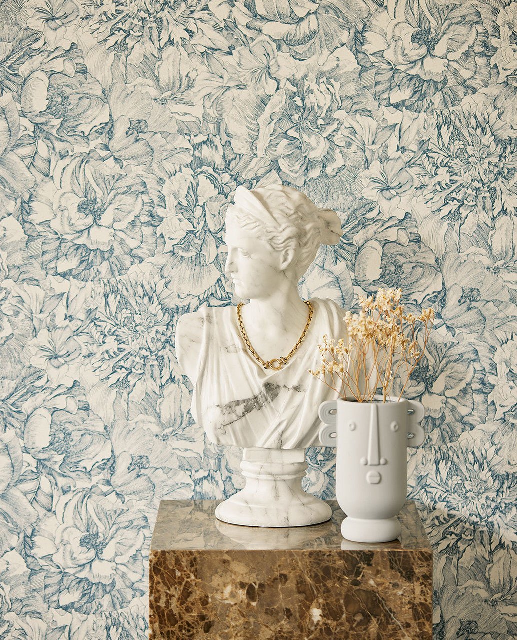 Museum Flowers Wallpaper - Blue - Eijffinger - 307343 - Premier Wallcovering