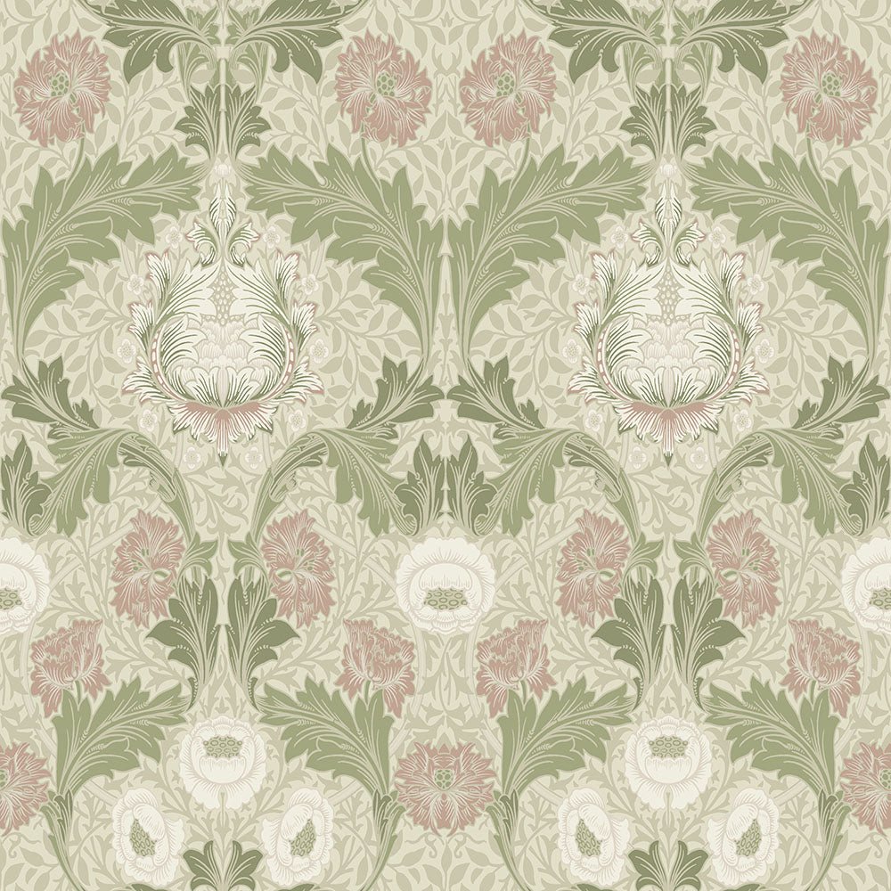 Myrtle Wallpaper - Green / White - Midbec - 82057 - Premier Wallcovering