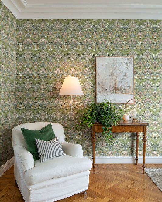 Myrtle Wallpaper - Green / Yellow - Midbec - 82058 - Premier Wallcovering