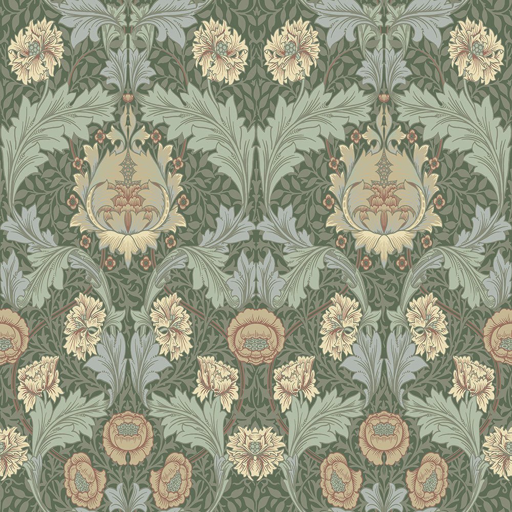 Myrtle Wallpaper - Green /apricot - Midbec - 82059 - Premier Wallcovering