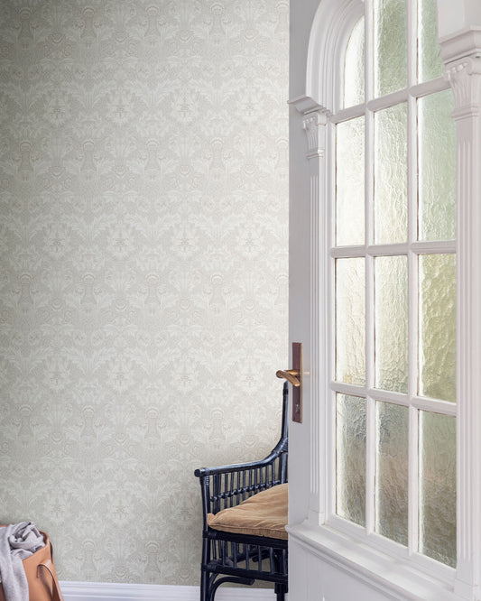 Myrtle Wallpaper - White / Grey - Midbec - 82056 - Premier Wallcovering