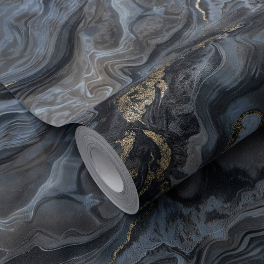 Mystic Marble Metallic Wallpaper - Blue/Gold - Elle Decoration - 10447 - 08 - Premier Wallcovering
