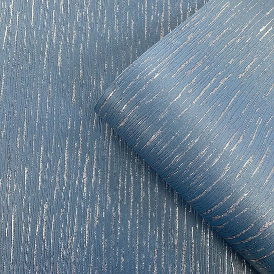 Nala Texture Metallic Wallpaper - Blue/Silver - Muriva - 171103 - Premier Wallcovering