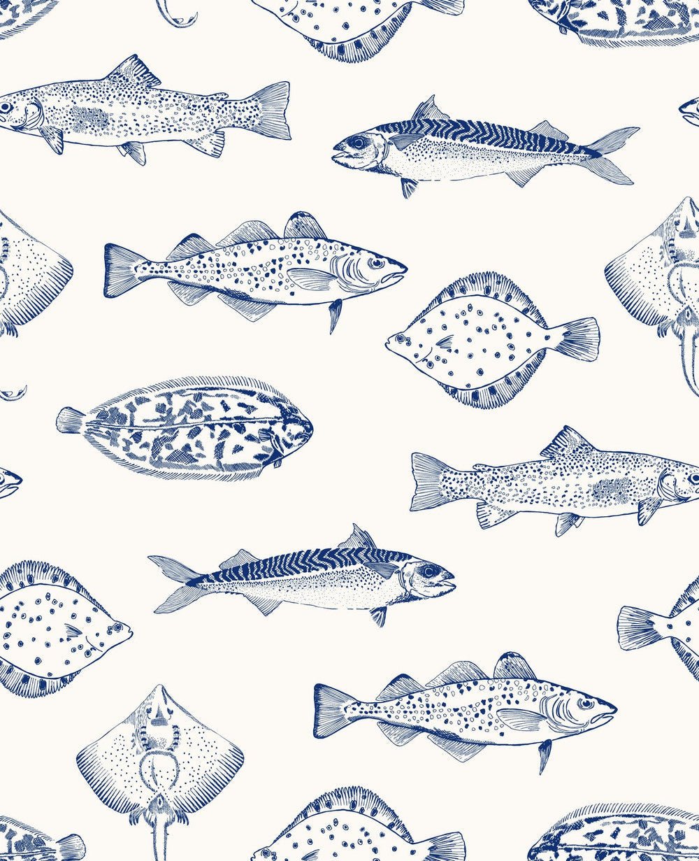 Name The Plaice Wallpaper - Coast Blue - Joules - 118554 - Premier Wallcovering