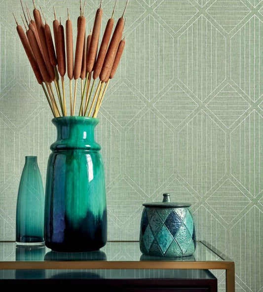 Naom Wallpaper - Green - Thibaut - T401 - Premier Wallcovering