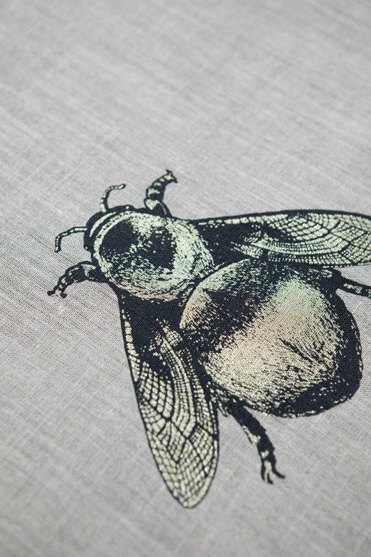 Napoleon Bee Fabric - Black & Pale Gold - Timorous Beasties - NAP/1614/01 - Premier Wallcovering