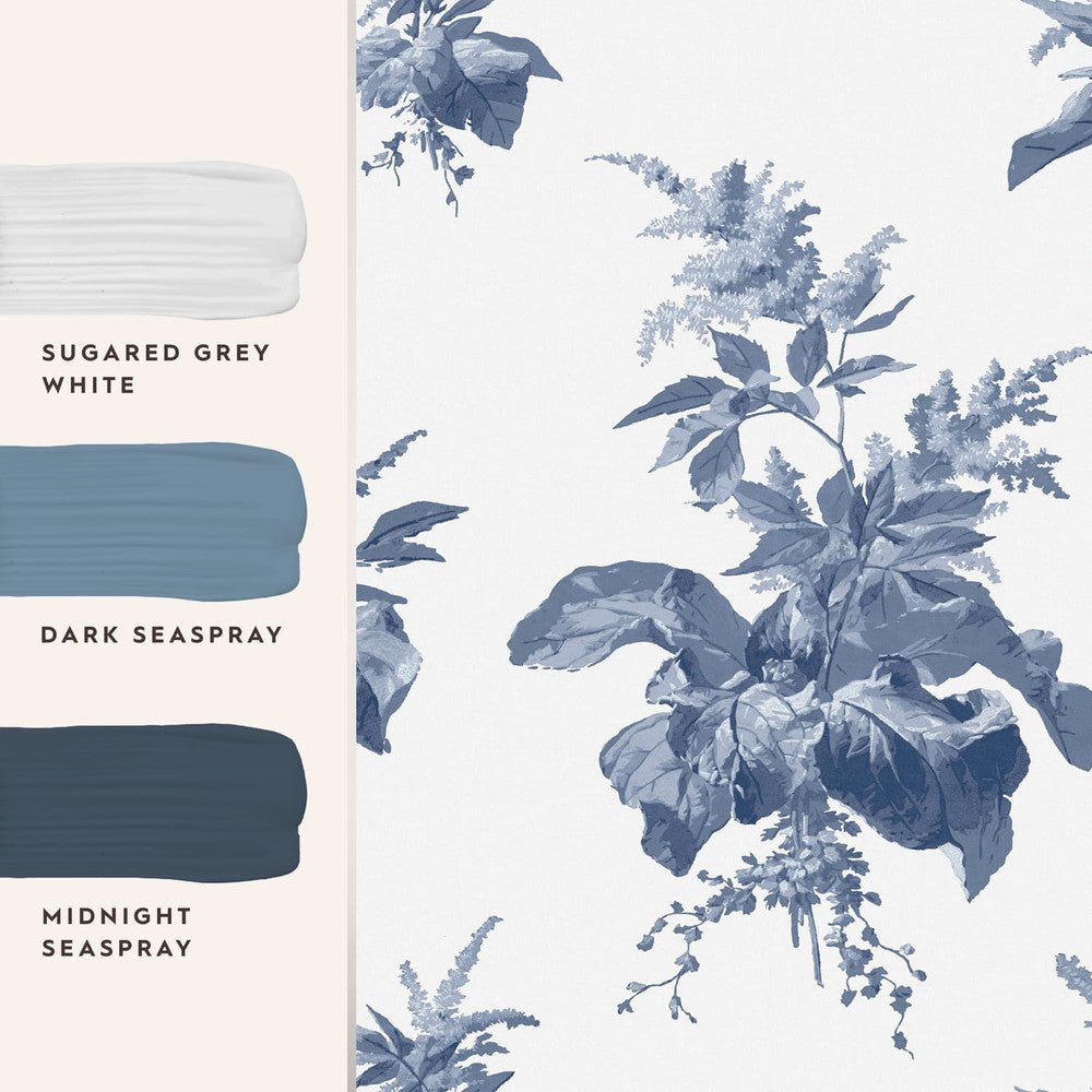 Narberth Wallpaper - Midnight Seaspray Blue - Laura Ashley - 119851 - Premier Wallcovering