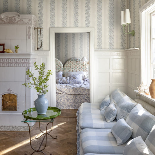 Natalie Wallpaper - Blue - Sandberg - S10823 - Premier Wallcovering