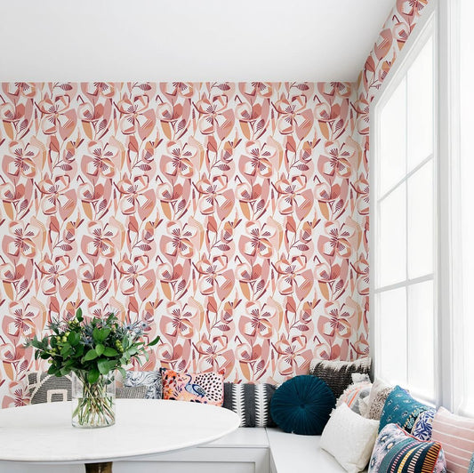 Nathalie Wallpaper - Coral - A Street Prints - FD27279 - Premier Wallcovering