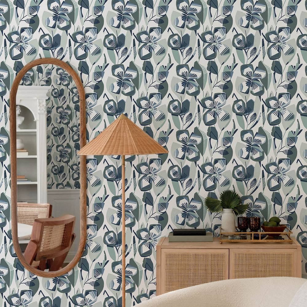 Nathalie Wallpaper - Navy Green - A Street Prints - FD27283 - Premier Wallcovering