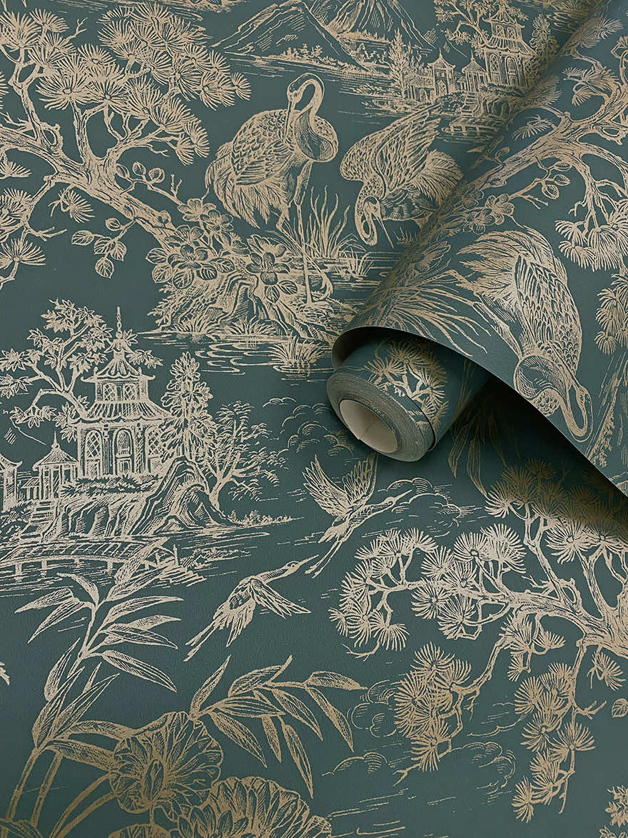Natoru Wallpaper - Aqua / Gold - Holden Décor - 91702 - Premier Wallcovering