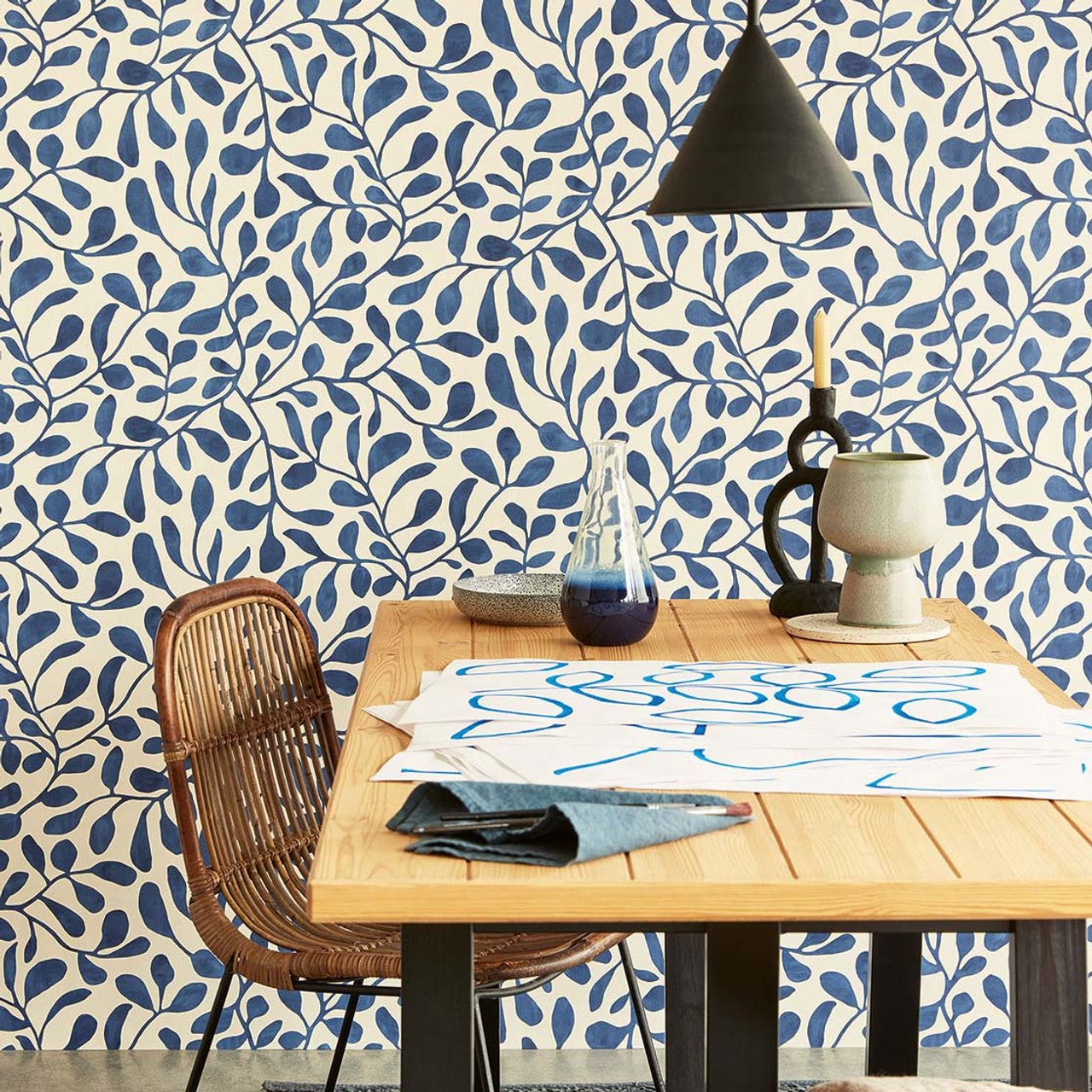 Natural Growth Twist Wallpaper - Navy - Eijffinger - 318035 - Premier Wallcovering