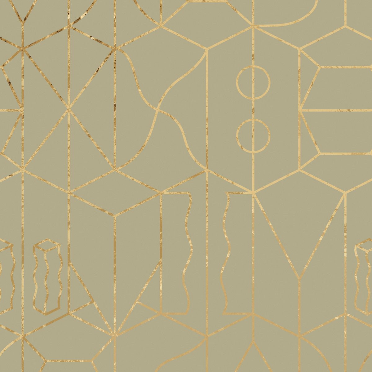 Never Ending Gold Foil Wall Mural - Green - NLXL - SUZ - 12 - Premier Wallcovering