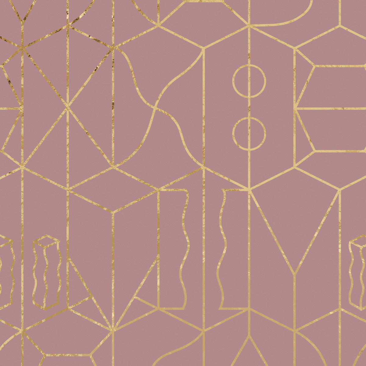 Never Ending Gold Foil Wall Mural - Pink - NLXL - SUZ - 11 - Premier Wallcovering
