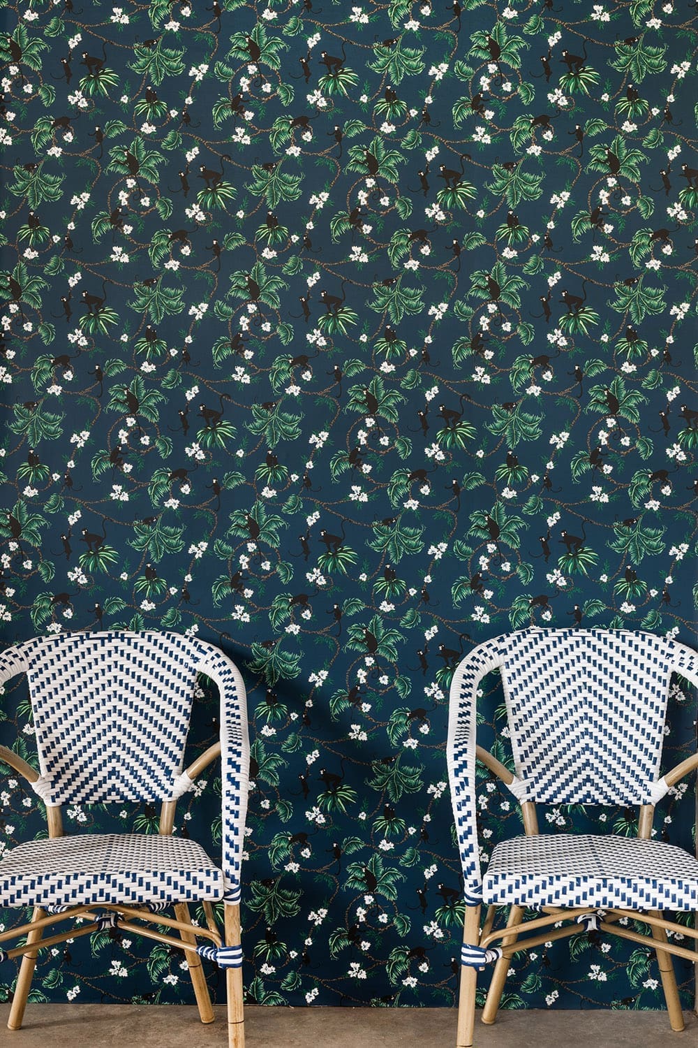 New Monkey Wallpaper - Dutch Blue - BG/TW01/02 - Barneby Gates - Premier Wallcovering
