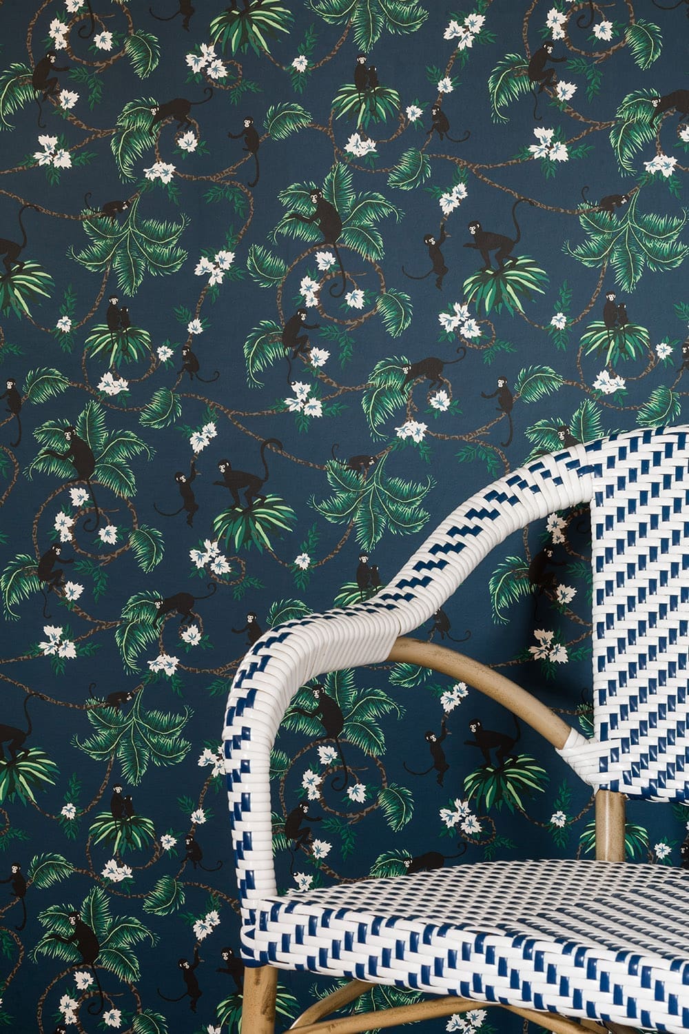 New Monkey Wallpaper - Dutch Blue - BG/TW01/02 - Barneby Gates - Premier Wallcovering