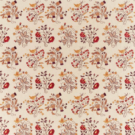 Newill Embroidery Fabric - Antique/Carmine - Morris & Co - 236824 - Premier Wallcovering