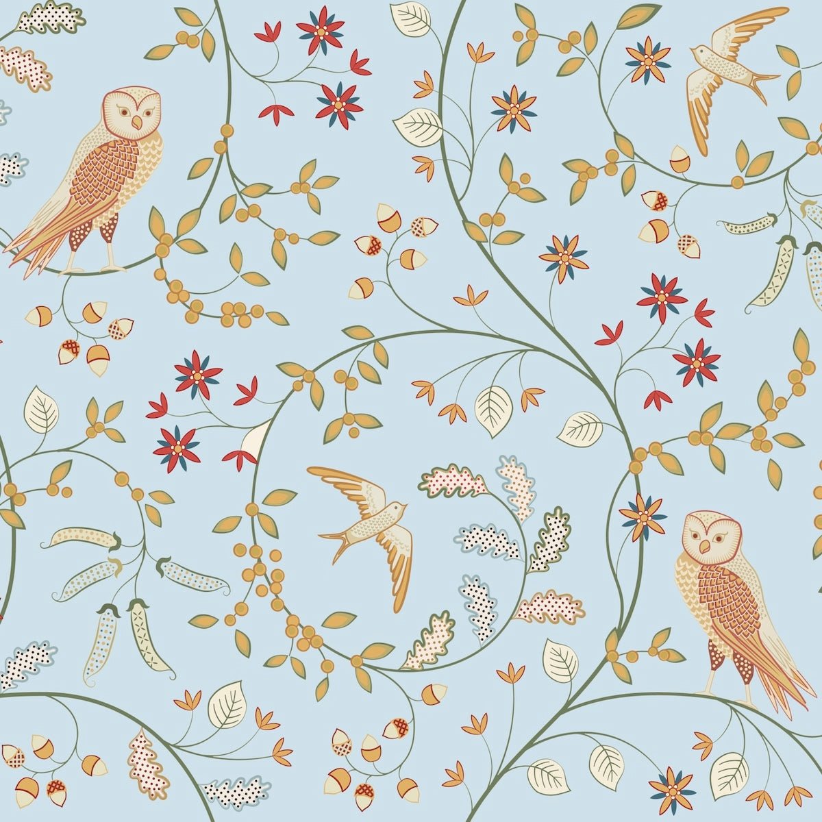 Morris Collections - 1033 - Newill Wallpaper - Pale Blue - Premier Wallcovering