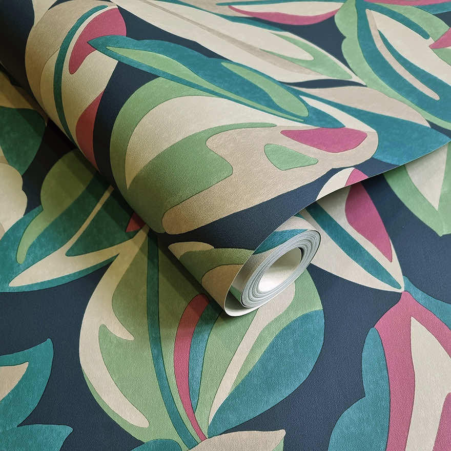 Nicolai Leaf Wallpaper - Navy - Holden Décor - 91590 - Premier Wallcovering