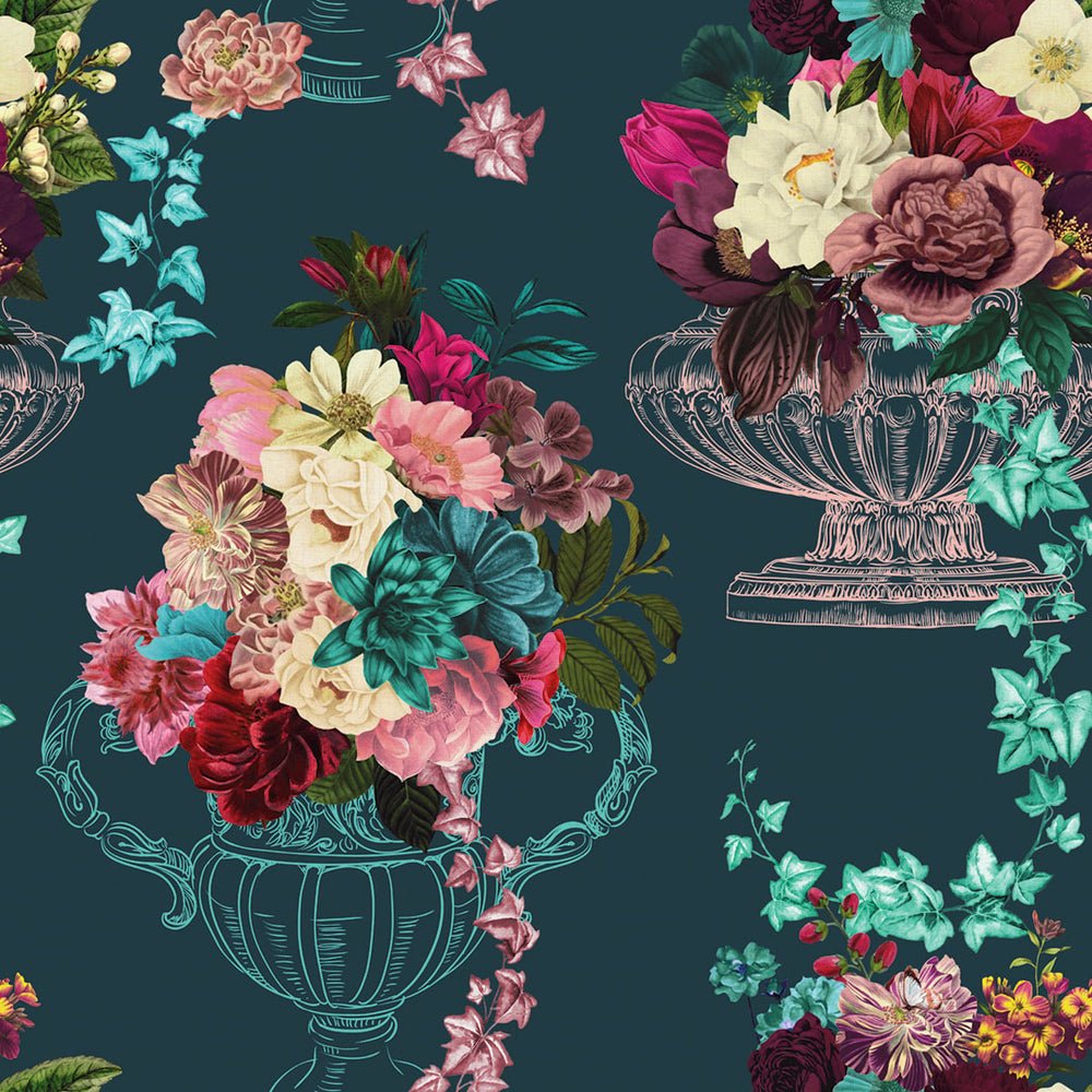 Night At The Mansion Wallpaper - Kingfisher Blue - Lust Home - LH900362 - Premier Wallcovering