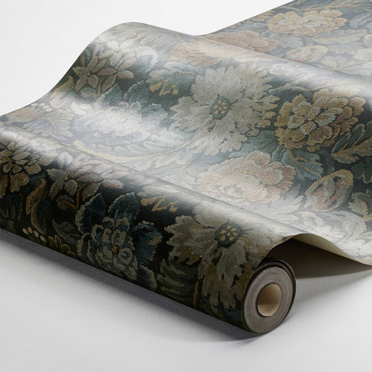 Nightingale Garden Wallpaper - Charcoal - Green / Pink - Boråstapeter - 3561 - Premier Wallcovering