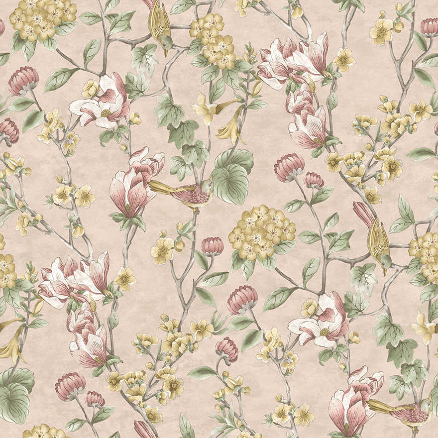 Nightingale Wallpaper - Pink - Holden Décor - 91621 - Premier Wallcovering