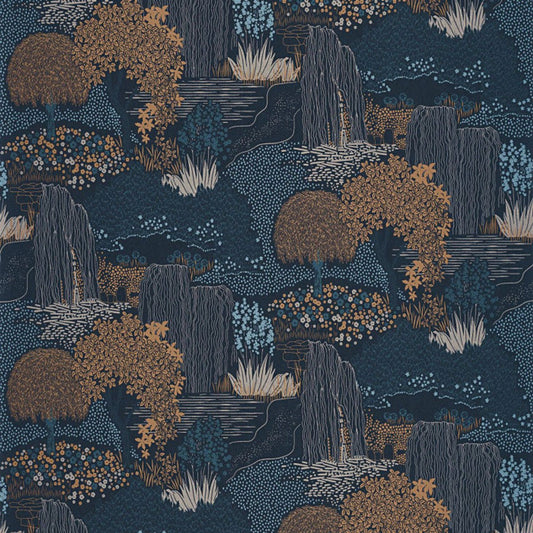Niwa Kyoto Wallpaper - Bleu Encre - Casadeco - 88726759 - Premier Wallcovering