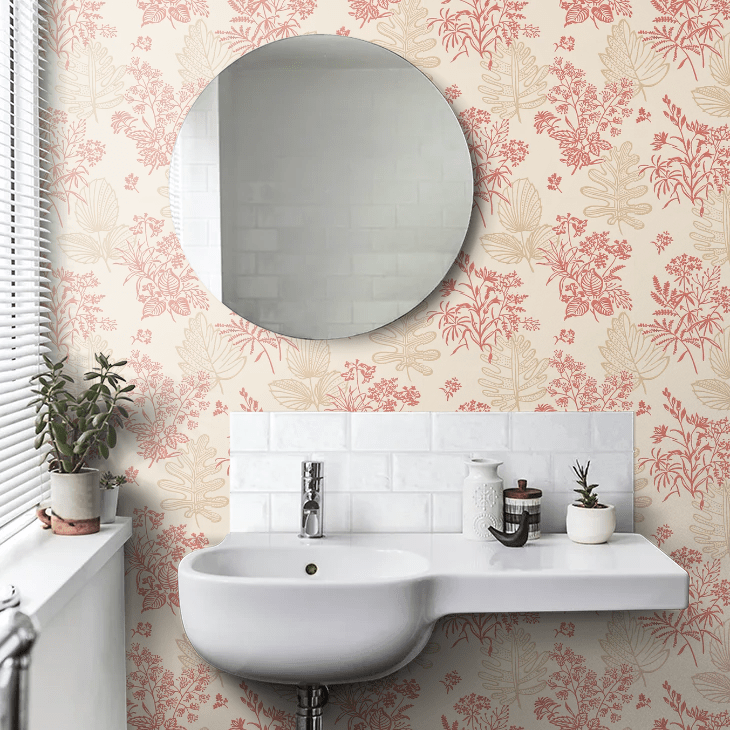 Norcombe Wallpaper - Red / Beige - Little Greene - 0271NRJAZZZ - Premier Wallcovering