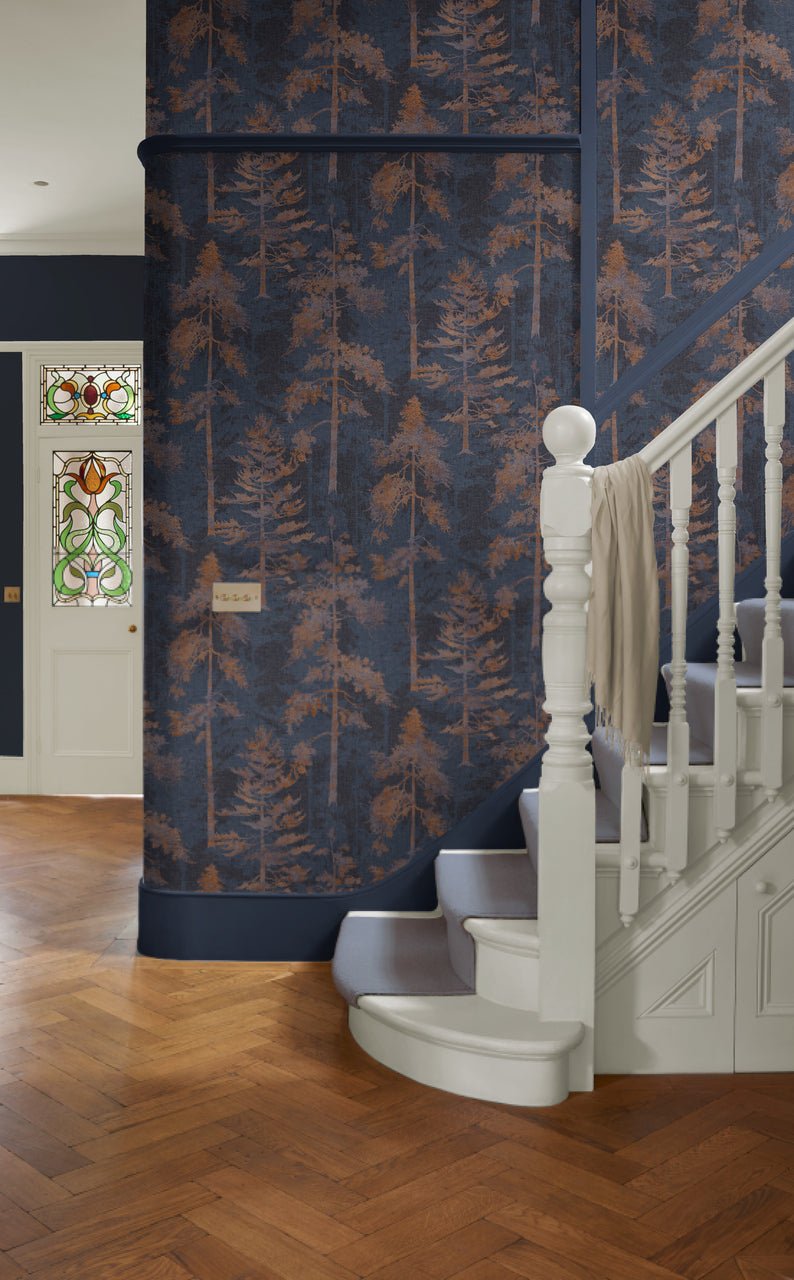 Norse Forest Wallpaper - Navy Bark - Graham & Brown - 121427 - Premier Wallcovering