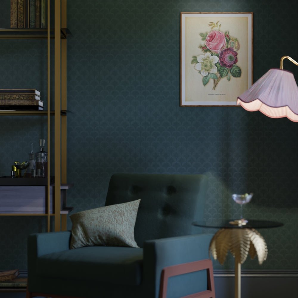 Nouveau Palm Wallpaper - Teal - LAN100185 - Lucie Annabel - Premier Wallcovering