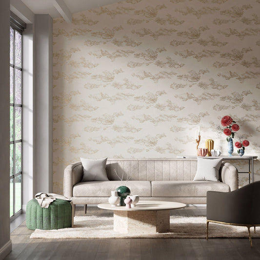 Nuvola Wallpaper - Gold/Shell - Harlequin - HAMA111070 - Premier Wallcovering