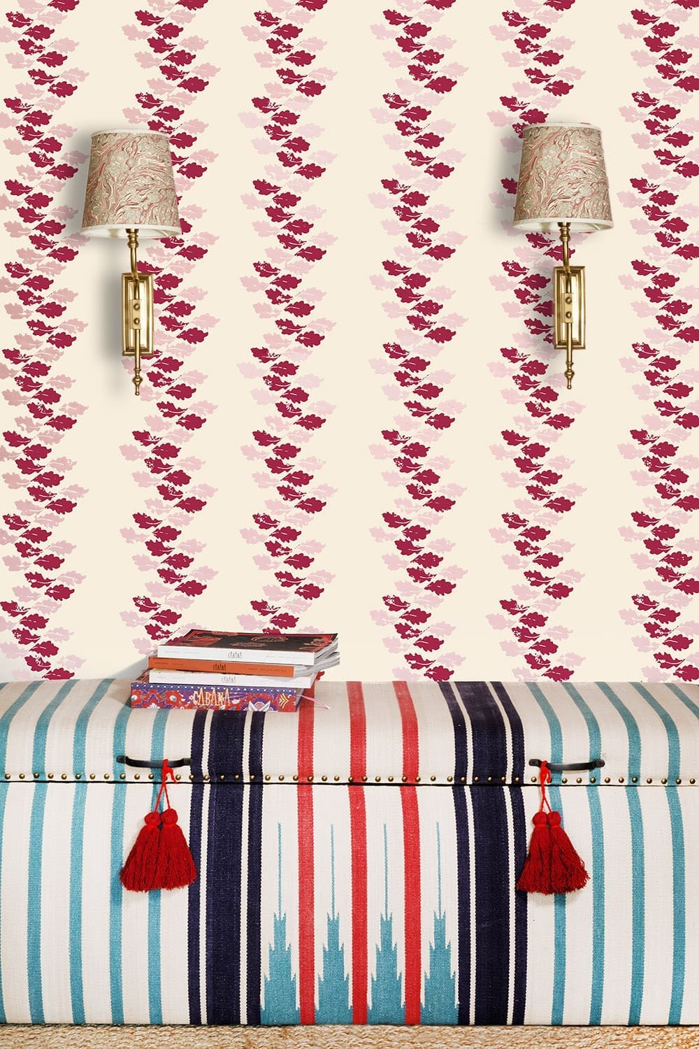 Oak Leaves Wallpaper - Red / Pink - BG2700102 - Barneby Gates - Premier Wallcovering