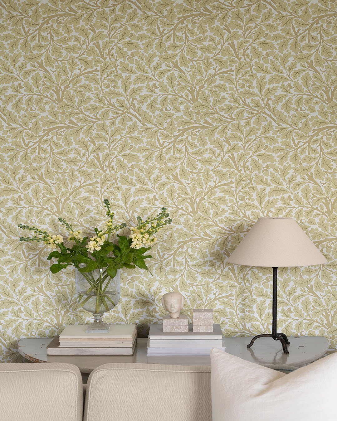 Oak Tree Wallpaper - Yellow / White - Midbec - 82027 - Premier Wallcovering