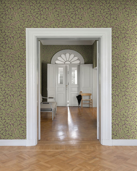 Oak Tree Wallpaper - Green / Purple - Midbec - 82029 - Premier Wallcovering