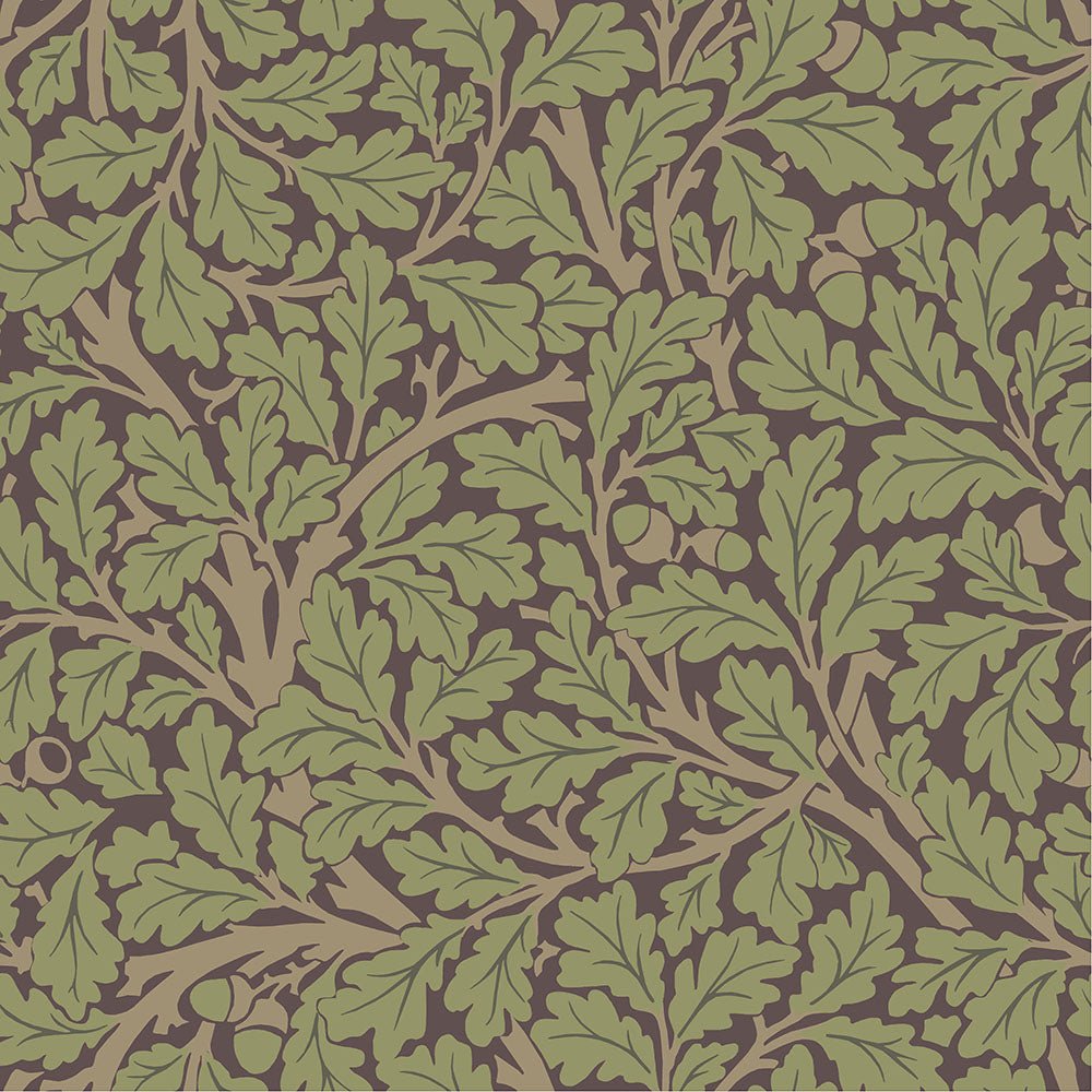 Oak Tree Wallpaper - Green / Purple - Midbec - 82029 - Premier Wallcovering