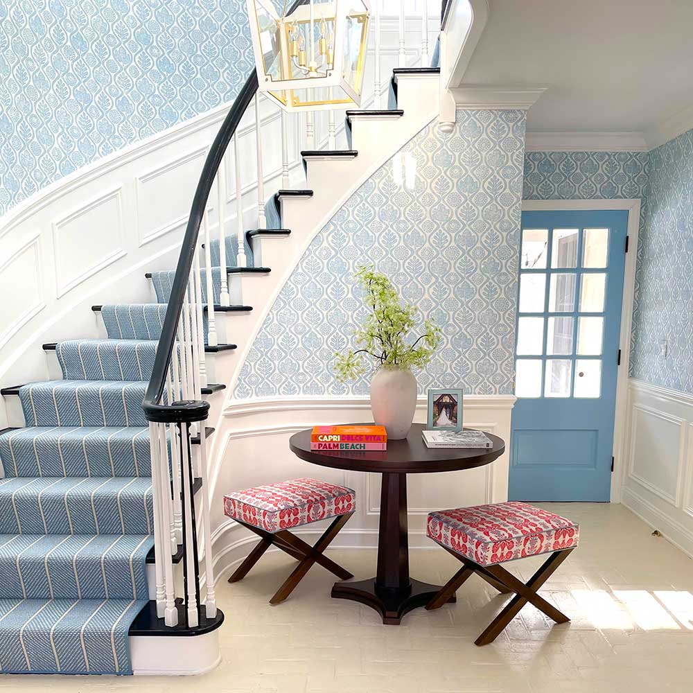 Oakleaves Wallpaper - Blue - Blithfield - 820-02 - Premier Wallcovering